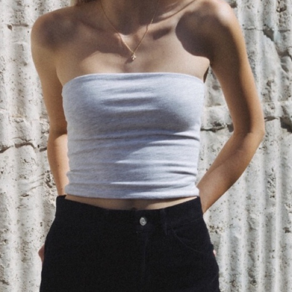 BRANDY MELVILLE GREY CROP TUBE TOP